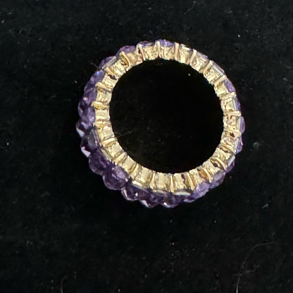 Sparkling Emerald Cut Purple Amethyst, Lab created, Glamorous Eternity Ring Sz 7 - Picture 5 of 6